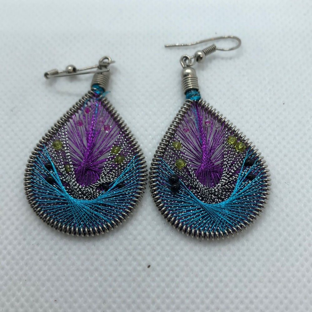 Colorful woven drop earrings set (2 pairs) - Picture 4 of 8
